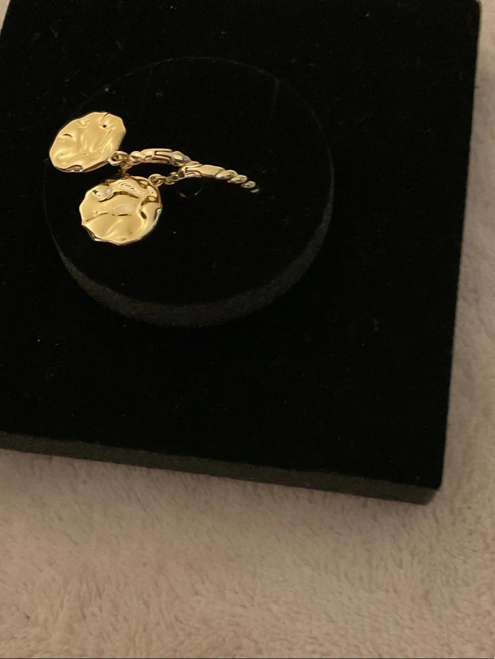 Hammered Gold Disc Drop Earrings - Women Jewelry